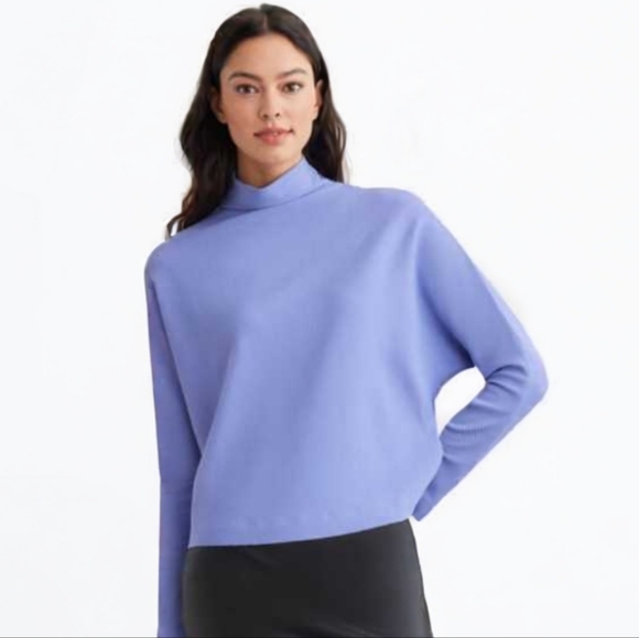 L💜Dynamite Mock Neck Long Sleeves Ribbed Top in Violet / Lavender - Picture 4 of 13